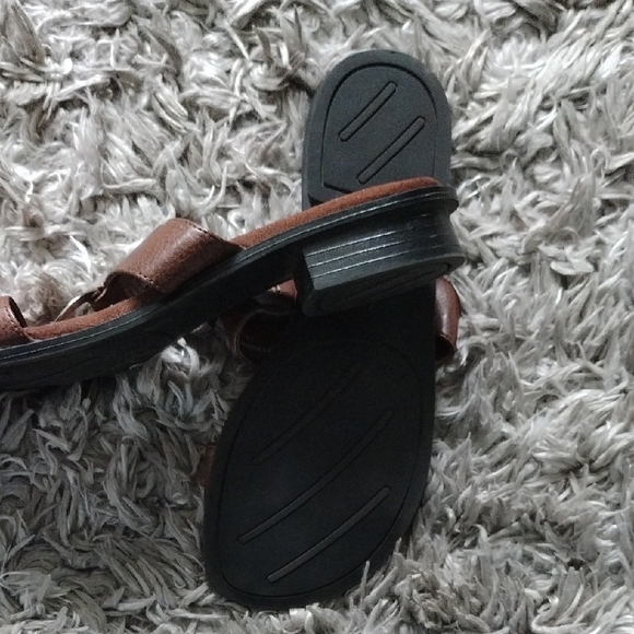 Brown Faux Leather Slide Sandals - Picture 8 of 10